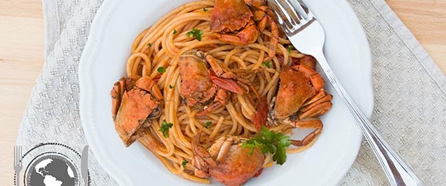 Spaghetti con granchi